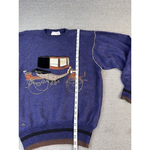 Vintage Dino Valiano Sweater Knit Mohair Embroidered Carriage Germany US Size 10 - Picture 6 of 11